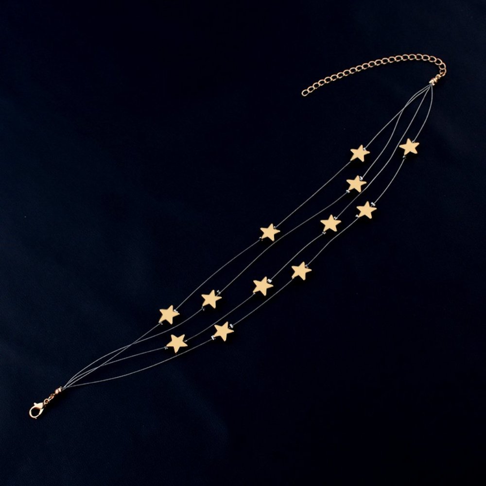 💕Last one Layered Stars Choker Necklace - Picture 4 of 8